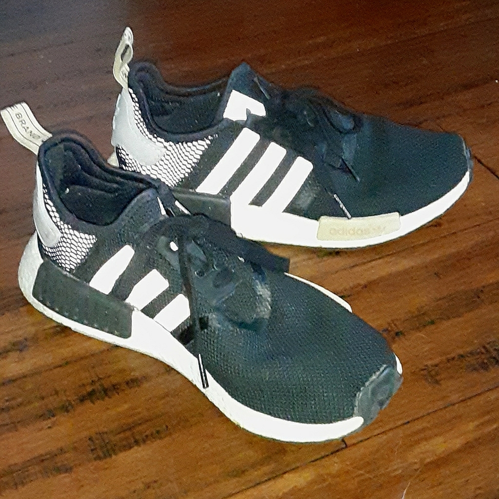 ADIDAS black and white running shoes